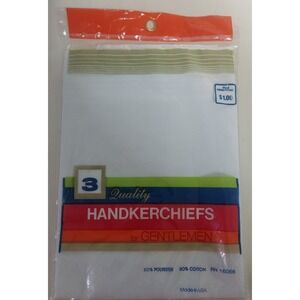 Handkerchiefs Vintage 1980s for Gentlemen USA Rare NOS Sealed Dollar Set of 3‎